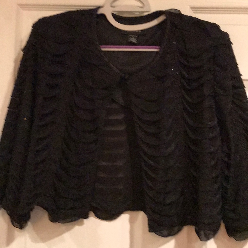 Short 1 button Bolero jacket w/black spare sequins